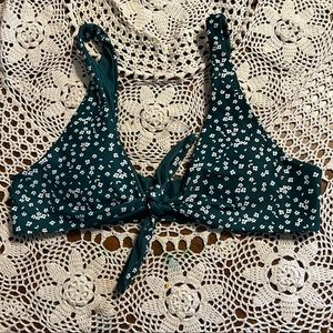 SHEIN Teal Floral Bikini Top Size L